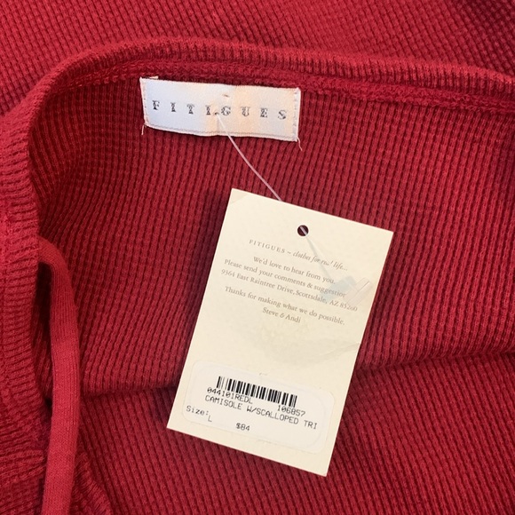 Fitigues NWT bundle of 2 sz L waffle camisole tank tops pink and red - Picture 3 of 11